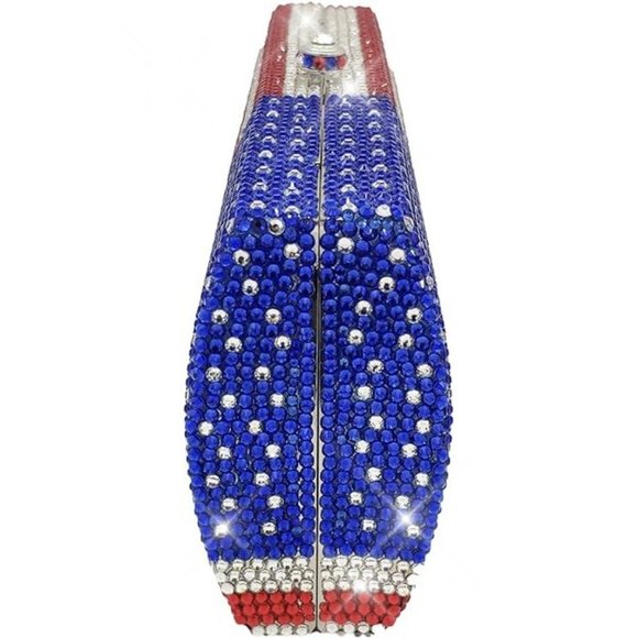 NWT Beautiful Sparkling Bling Swarovski Crystal American Flag Clutch Pur… - Picture 7 of 10